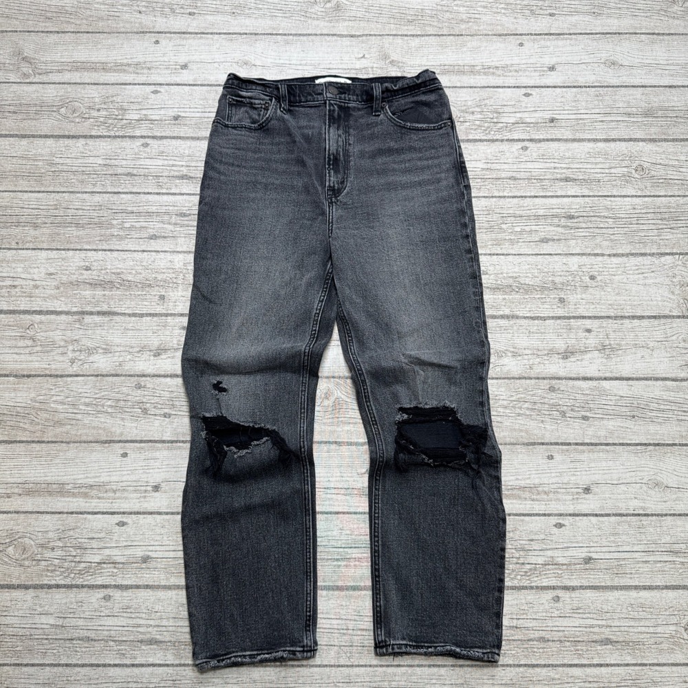 Abercrombie & Fitch Jeans Women's 29/8 Black High Rise Ankle Straight Distressed